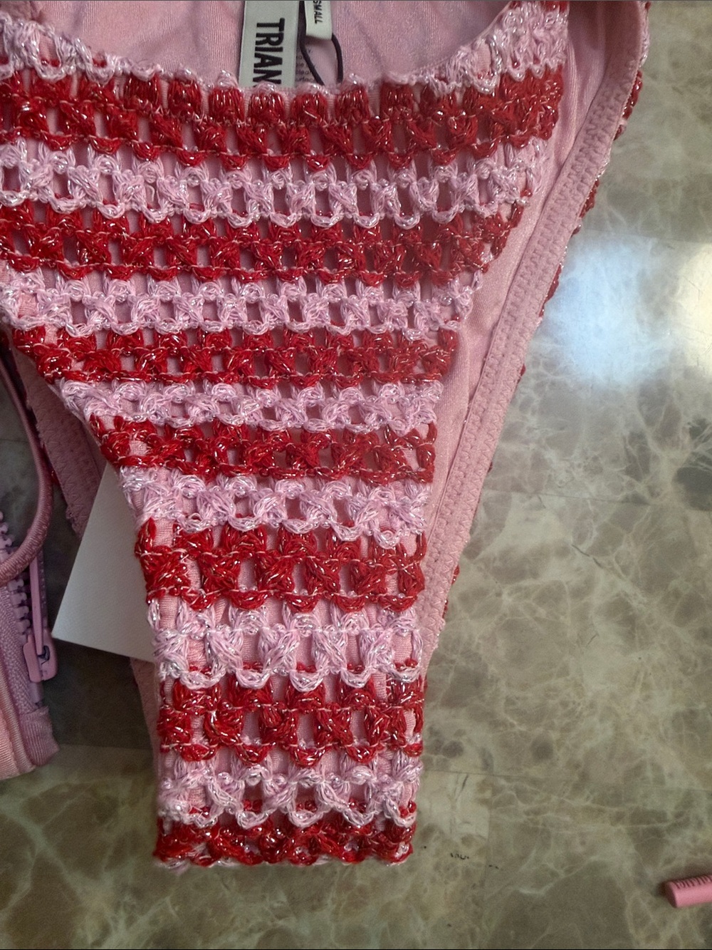 TRIANGL Pink & Red Crochet Stripe Bikini Set - Picture 5 of 6